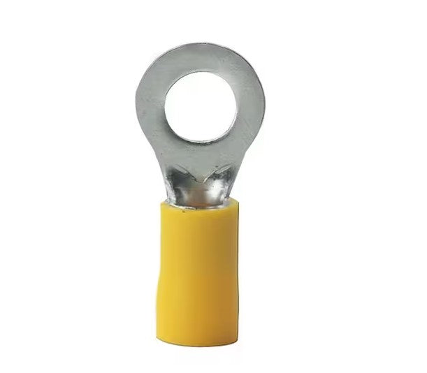 12 - 10 AWG #12 - 1/4 Stud Size Vinyl-Insulated Ring Terminals, Yellow (15-Pack) - 9432306