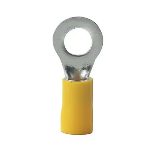 12 - 10 AWG #12 - 1/4 Stud Size Vinyl-Insulated Ring Terminals, Yellow (15-Pack) - 9432306