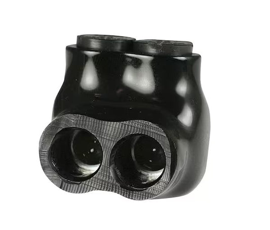 14 - 2 AWG Multi Tap Connector Insulated Single Side Entry 2 Ports, Black - 91003915767