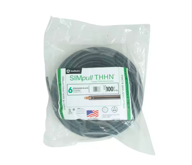 100 ft. 6 Black Stranded CU SIMpull THHN Wire - 9205520