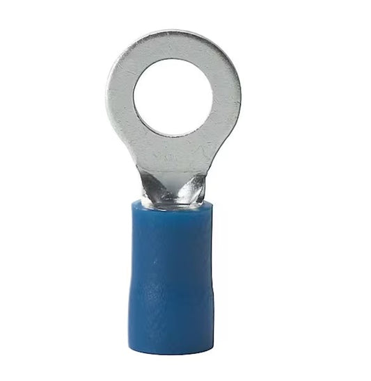 16 - 14 AWG #8 - 10 Stud Size Vinyl-Insulated Ring Terminals in Blue (75-Pack) - 9408608
