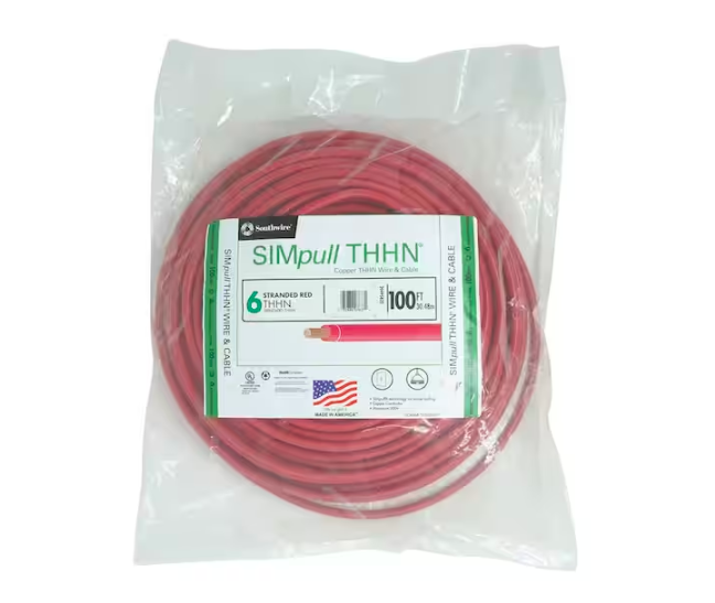 100 ft. 6 Red Stranded CU SIMpull THHN Wire - 9207598