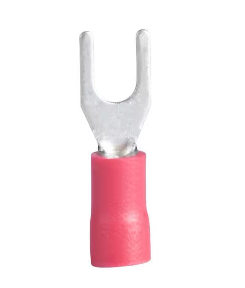 22 - 16 AWG #4 - 6 Stud Size Vinyl-Insulated Spade Terminals, Red (75-Pack) - 91005699832