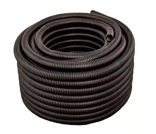 1-1/2 in. Dia x 100 ft. Black Flexible Corrugated Polyethylene Split Tubing and Convoluted Wire Loom - 91004904115