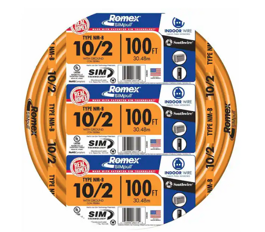100 ft. 10/2 Orange Solid Romex Simpull CU NM-B W/G Wire - 9178342
