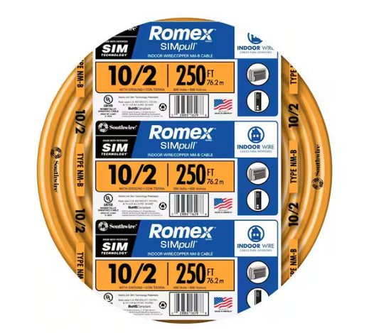 250 ft. 10/2 Solid Romex SIMpull CU NM-B W/G Wire - 9268860