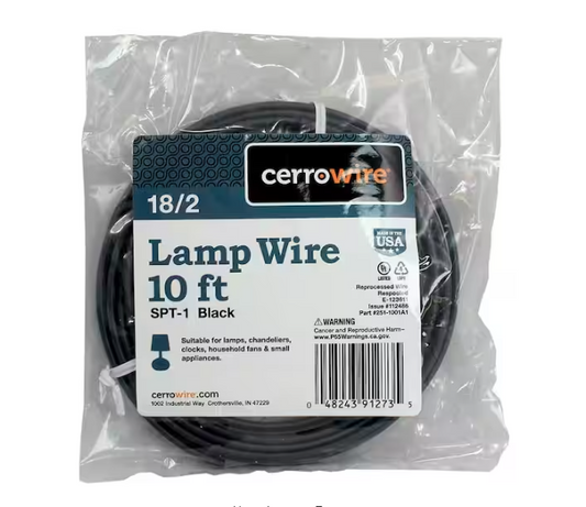 10 ft. 18/2 Black Stranded Copper Lamp Wire - 91002583960