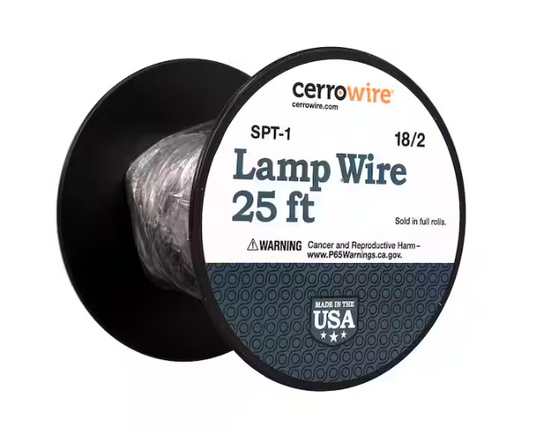 25 ft. 18/2 Black Stranded Copper Lamp Wire - 91002520545