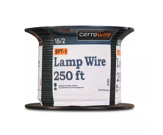 250 ft. 18/2 Black Stranded Copper Lamp Wire - 9278130