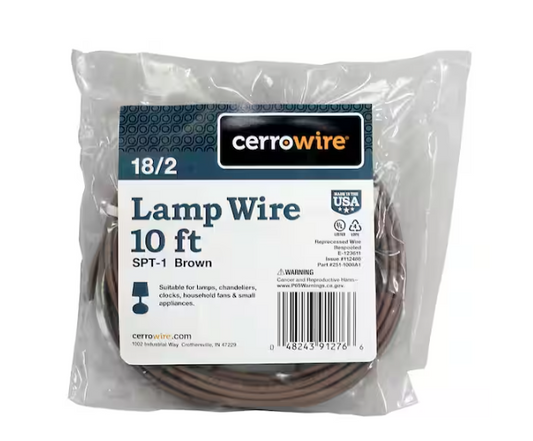 10 ft. 18/2 Brown Stranded Copper Lamp Wire - 91002520547