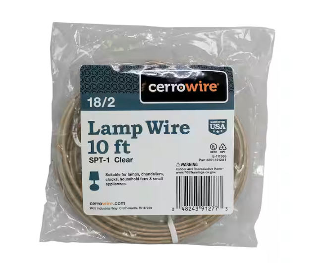 10 ft. 18/2 Clear Stranded Copper Lamp Wire - 91002520549