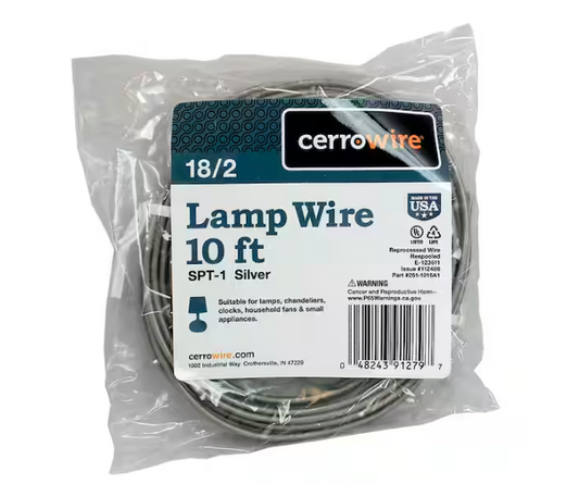 10 ft. 18/2 Silver Stranded Copper Lamp Wire - 91002520542