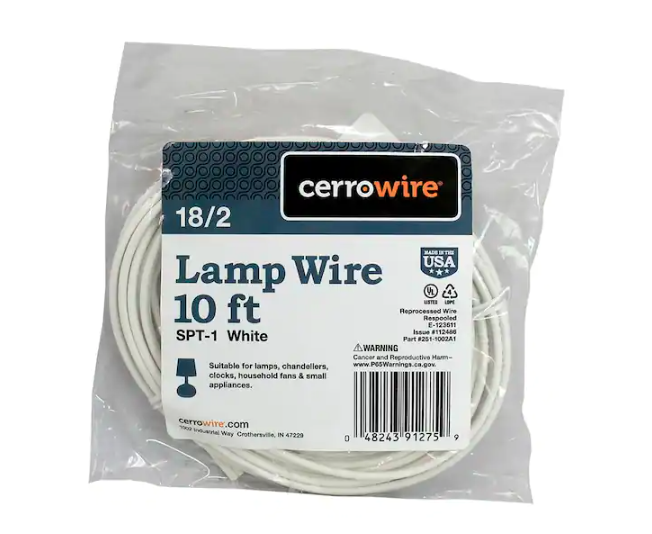 10 ft. 18/2 White Stranded Copper Lamp Wire - 91002520544