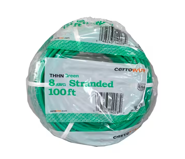 100 ft. 8 Gauge Green Stranded Copper THHN Wire - 9204634