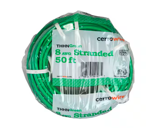 50 ft. 8 Gauge Green Stranded Copper THHN Wire - 9204274