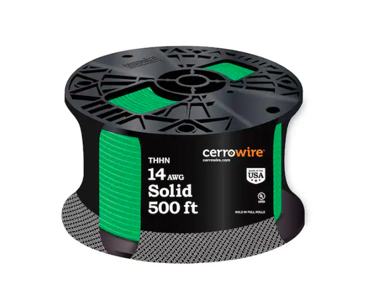 500 ft. 14 Gauge Green Solid Copper THHN Wire - 9866296