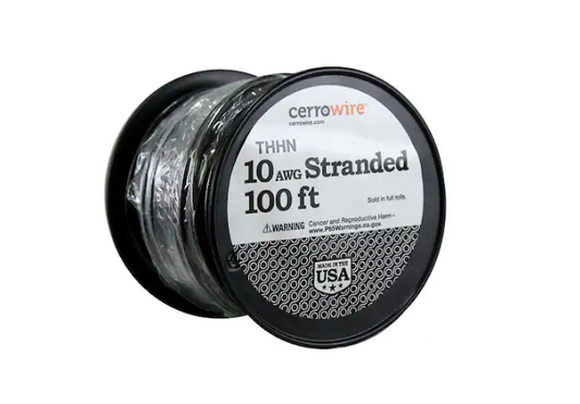 100 ft. 10 Gauge Black Stranded Copper THHN Wire - 9200815