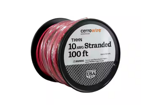 100 ft. 10 Gauge Red Stranded Copper THHN Wire - 9201686