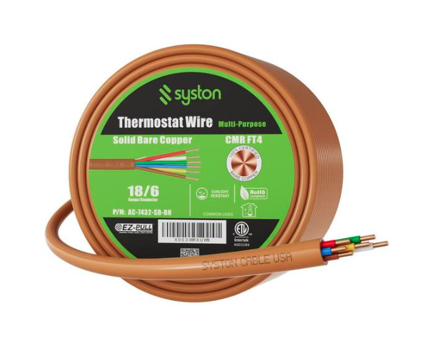 20 ft. 18/6 Brown Solid Bare Copper CMR/CL3R Thermostat Wire - 91012230623