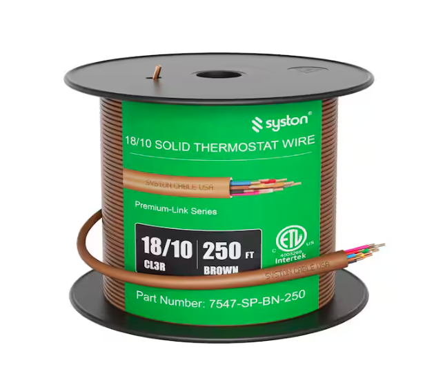 250 ft. 18/10 Brown Solid Bare Copper CMR/CL3R Thermostat Wire - 91012166168