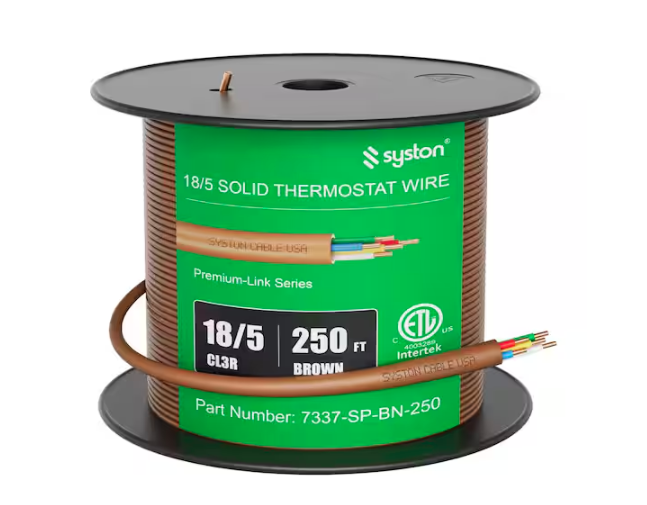 250 ft. 18/5 Brown Solid Bare Copper CMR/CL3R Thermostat Wire - 91012166160