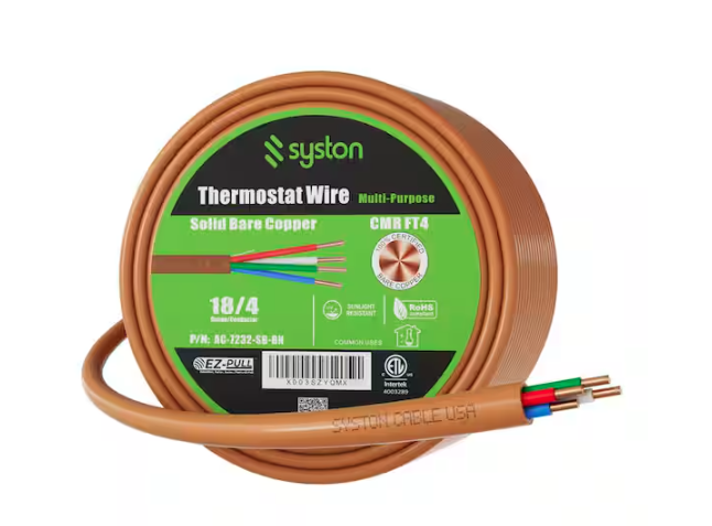 250 ft. 18/4 Brown Solid Bare Copper CMR/CL3R Thermostat Wire - 91012166153