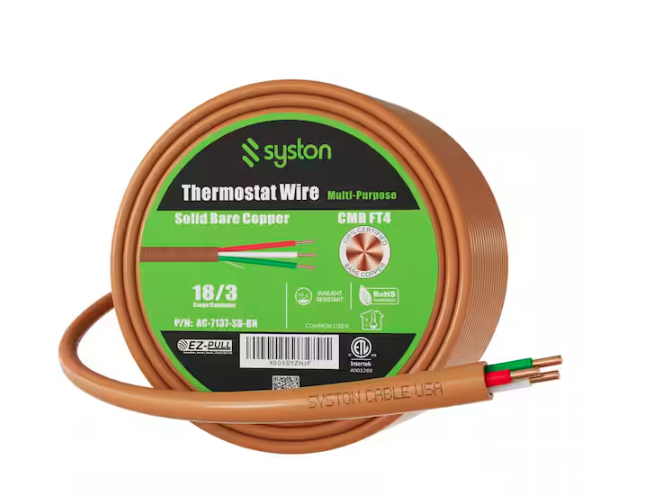 250 ft. 18/3 Brown Solid Bare Copper CMR/CL3R Thermostat Wire - 91012166148