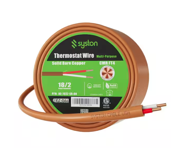 250 ft. 18/2 Brown Solid Bare Copper CMR/CL3R Doorbell HAVC Heating Control Thermostat Wire - 91012166144