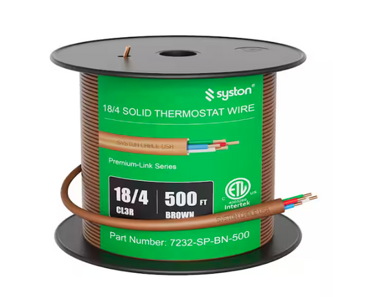 500 ft. 18/4 Brown Solid Bare Copper CMR/CL3R Doorbell HAVC Heating Control Thermostat Wire - 91012166177