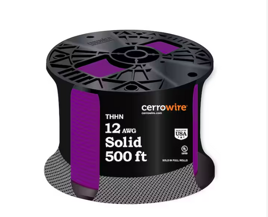 500 ft. 12 Gauge Purple Solid Copper THHN Wire - 91003221285