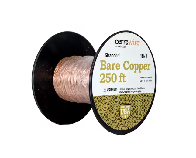 250 ft. 18 Gauge Stranded SD Bare Copper Grounding Wire