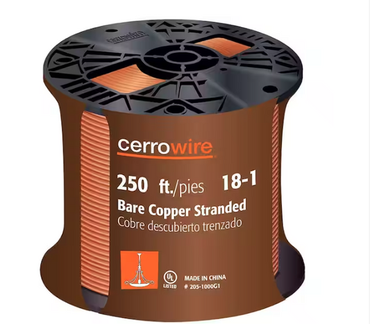 250 ft. 18-Gauge Stranded SD Bare Copper Grounding Wire - 9935472