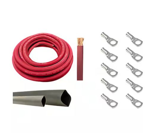 8-Gauge 10 ft. Red Welding Cable Kit Includes 10-Pieces of Cable Lugs and 3 ft. Heat Shrink Tubing - 91007488034