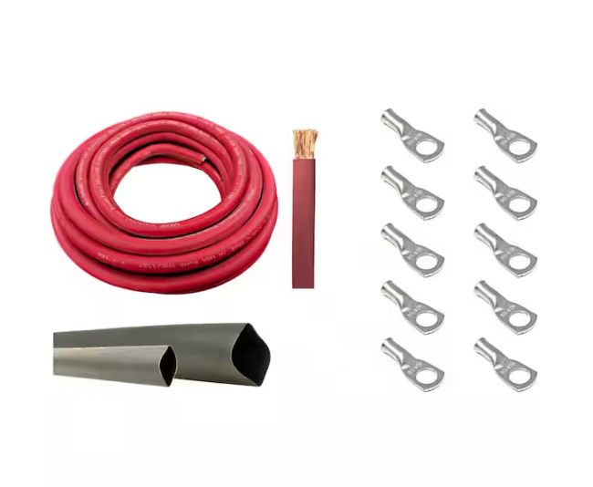 8-Gauge 15 ft. Red Welding Cable Kit (Includes 10-Pieces of Cable Lugs and 3 ft. Heat Shrink Tubing) - 91007762992