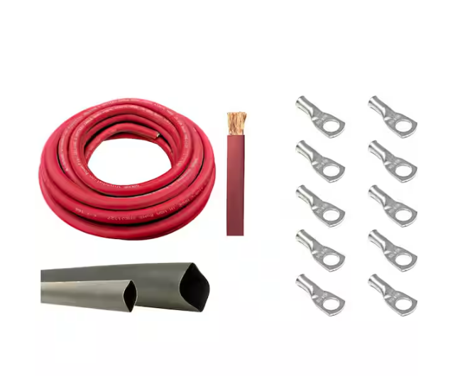 8-Gauge 25 ft. Red Welding Cable Kit Includes 10-Pieces of Cable Lugs and 3 ft. Heat Shrink Tubing - 91007488081