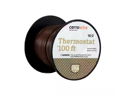 100 ft. 18/2 Brown Solid Copper CL2R Thermostat Wire - 9100091