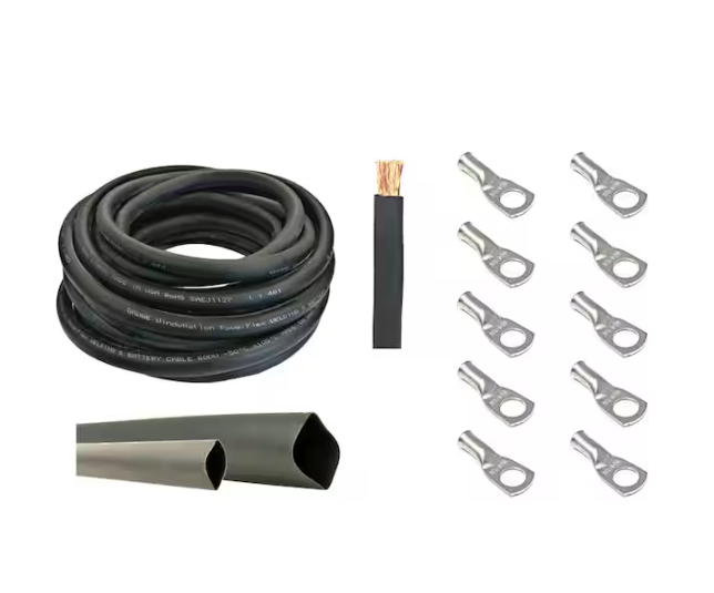 8-Gauge 10 ft. Black Welding Cable Kit (Includes 10-Pieces of Cable Lugs and 3 ft. Heat Shrink Tubing) - 91007511910