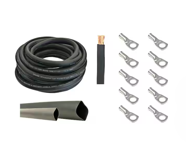 8-Gauge 15 ft. Black Welding Cable Kit (Includes 10-Pieces of Cable Lugs and 3 ft. Heat Shrink Tubing) - 91007762988