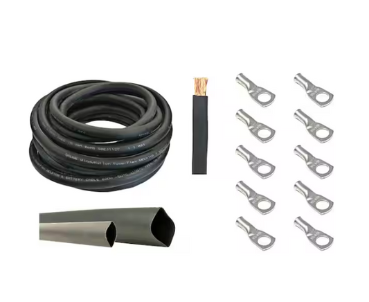 8-Gauge 25 ft. Black Welding Cable Kit (Includes 10-Pieces of Cable Lugs and 3 ft. Heat Shrink Tubing) - 91007762990