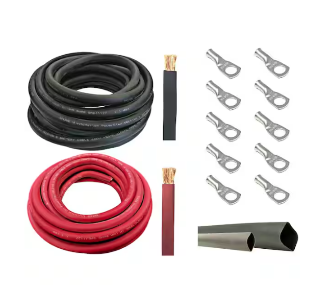 8-Gauge 5 ft. Black/5 ft. Red Welding Cable Kit Includes 10-Pieces of Cable Lugs and 3 ft. Heat Shrink Tubing - 91007488013