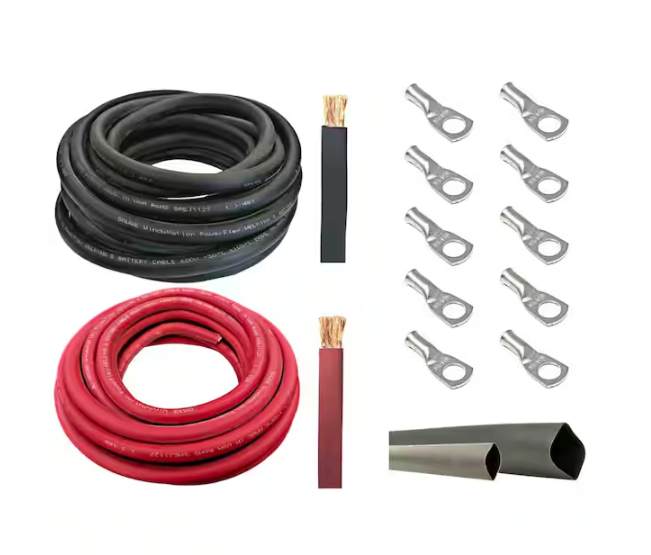 8-Gauge 10 ft. Black/10 ft. Red Welding Cable Kit Includes 10-Pieces of Cable Lugs and 3 ft. Heat Shrink Tubing - 91007488039