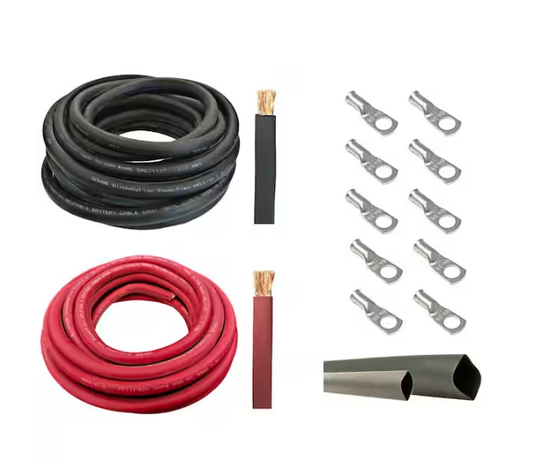 6-Gauge 15 ft. Black/15 ft. Red Welding Cable Kit Includes 10-Pieces of Cable Lugs and 3 ft. Heat Shrink Tubing - 91007488037