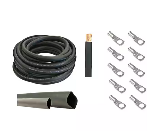 6-Gauge 10 ft. Black Welding Cable Kit Includes 10-Pieces of Cable Lugs and 3 ft. Heat Shrink Tubing - 91007487988
