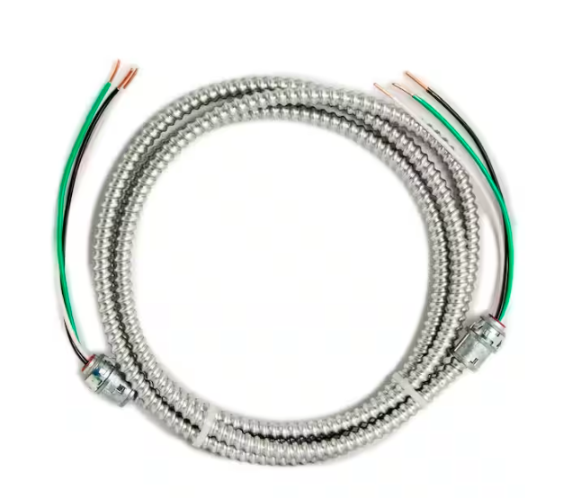 10 ft., 12/2 Solid CU MC (Metal Clad) Armorlite Modular Assembly Quick Cable Whip - 91000043484