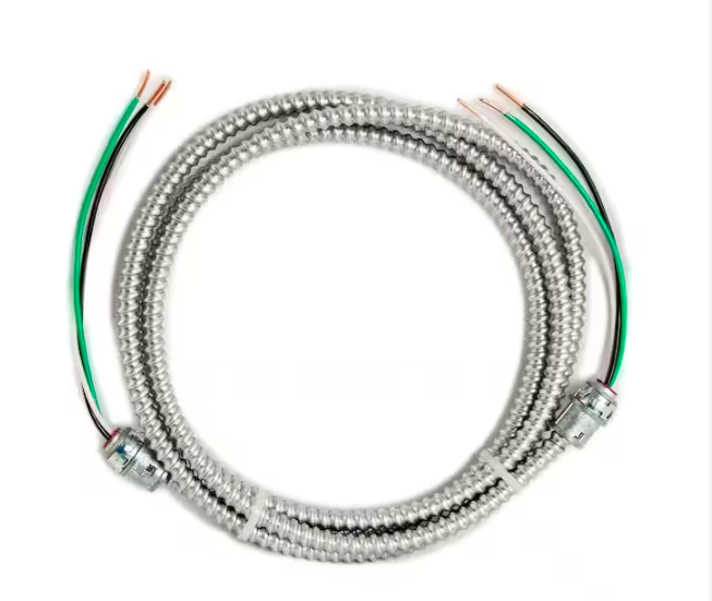 12 ft., 12/2 Solid CU MC (Metal Clad) Armorlite Modular Assembly Quick Cable Whip - 91000043485
