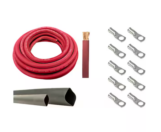 4-Gauge 10 ft. Red Welding Cable Kit (Includes 10-Pieces of Cable Lugs and 3 ft. Heat Shrink Tubing) - 91007762996