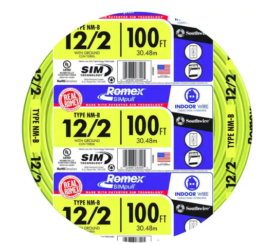 100 ft. 12/2 Solid Romex SIMpull CU NM-B W/G Wire - 9372665