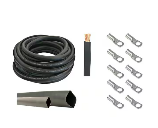 4-Gauge 15 ft. Black Welding Cable Kit Includes 10-Pieces of Cable Lugs and 3 ft. Heat Shrink Tubing - 91007488092