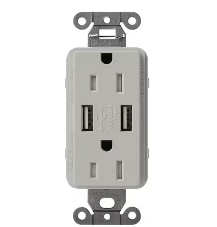 Claro 15 Amp USB Duplex Outlet, Pebble (SCR-15-UBTR-PB) - 91009500428