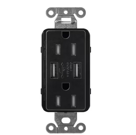 Claro 15 Amp USB Duplex Outlet, Midnight (SCR-15-UBTR-MN) - 91009500425